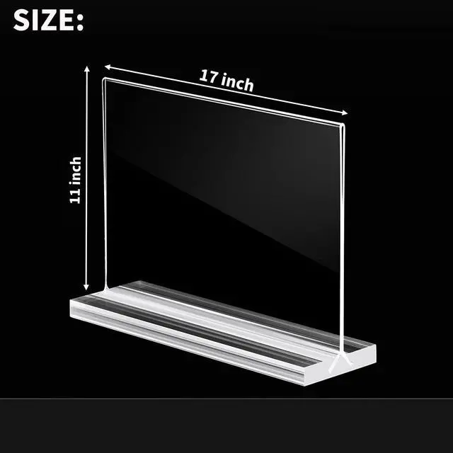 Alt view image 2 of 7 - 4 Pack 11 x 17 Inches Acrylic Sign Holder Horizontal Clear T Shaped Sign Holder Table Photo Menu Display Stand Double Sided Picture Flyer Sign Holder for Office Restaurant Store (4, 11 x 17 Inches)