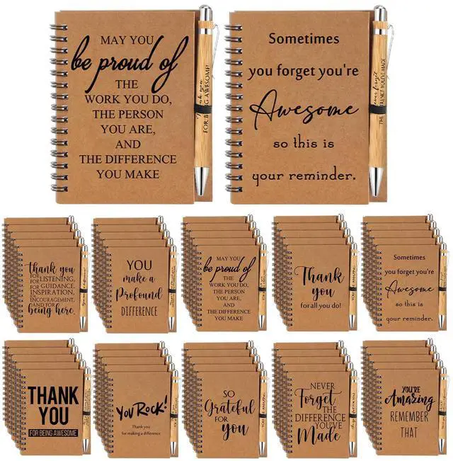 Main image of 50 Sets Inspirational Notebooks with Retractable Pens Back to School Teacher Welcome Gifts Bulk Teacher Appreciation Motivational Spiral Journal Thank You Gifts for School Staff Employee