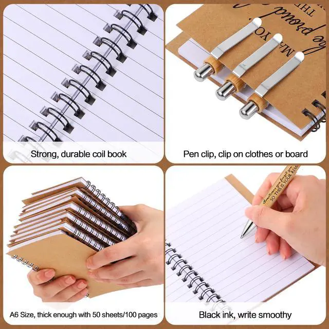 Alt view image 3 of 7 - 50 Sets Inspirational Notebooks with Retractable Pens Back to School Teacher Welcome Gifts Bulk Teacher Appreciation Motivational Spiral Journal Thank You Gifts for School Staff Employee