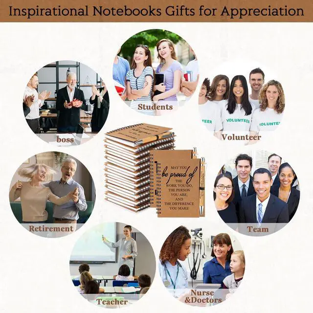 Alt view image 5 of 7 - 50 Sets Inspirational Notebooks with Retractable Pens Back to School Teacher Welcome Gifts Bulk Teacher Appreciation Motivational Spiral Journal Thank You Gifts for School Staff Employee