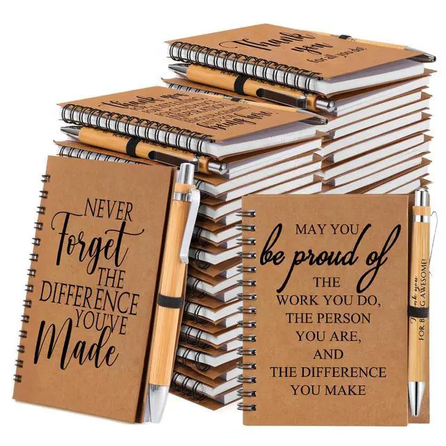 Alt view image 7 of 7 - 50 Sets Inspirational Notebooks with Retractable Pens Back to School Teacher Welcome Gifts Bulk Teacher Appreciation Motivational Spiral Journal Thank You Gifts for School Staff Employee