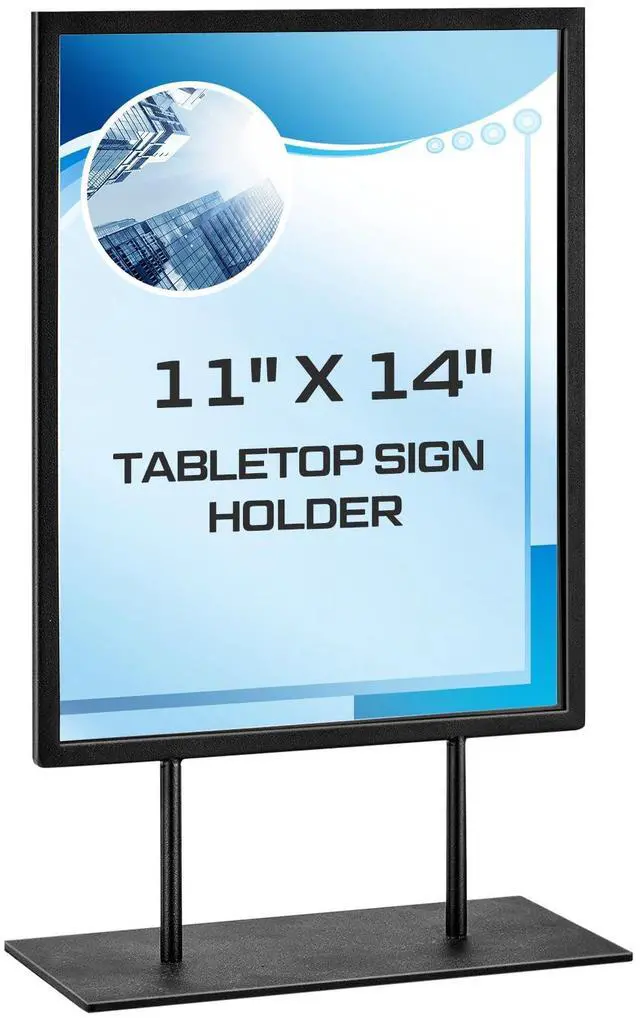 Main image of 1 Pcs Tabletop Sign Holder with Flat Base 11" x 14" Double Sided Countertop Sign Holder Vertical Desktop Display Stand Metal Poster Display Stand for Office Store Restaurant Hotels, Black