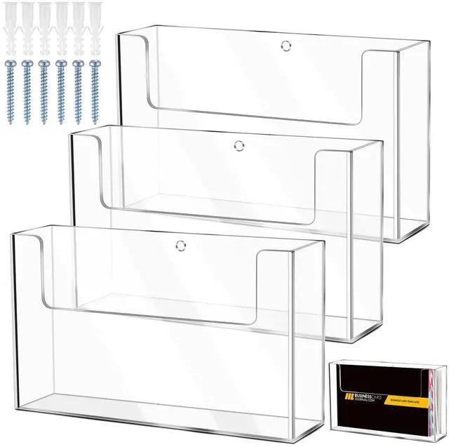 Main image of Post Card Holder Display Stand 6 x 4 Inch Wall Mount Index Clear Acrylic Organizer Small Brochure Hanging Pamphlet Holder for Flyer Magazine File Display(12 Pack)