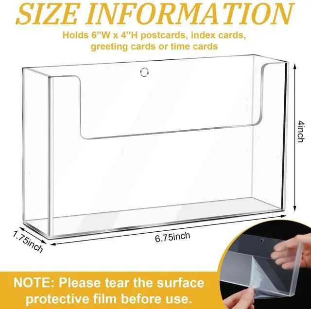 Alt view image 2 of 7 - Post Card Holder Display Stand 6 x 4 Inch Wall Mount Index Clear Acrylic Organizer Small Brochure Hanging Pamphlet Holder for Flyer Magazine File Display(12 Pack)