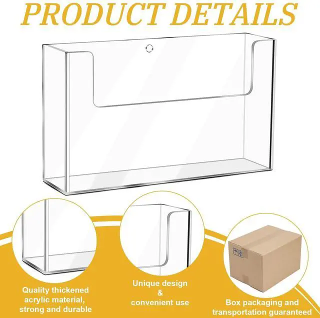 Alt view image 3 of 7 - Post Card Holder Display Stand 6 x 4 Inch Wall Mount Index Clear Acrylic Organizer Small Brochure Hanging Pamphlet Holder for Flyer Magazine File Display(12 Pack)
