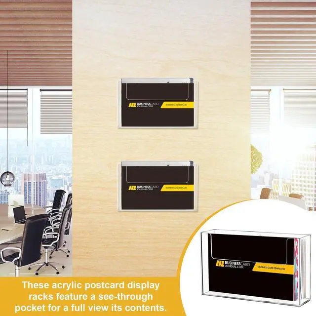 Alt view image 6 of 7 - Post Card Holder Display Stand 6 x 4 Inch Wall Mount Index Clear Acrylic Organizer Small Brochure Hanging Pamphlet Holder for Flyer Magazine File Display(12 Pack)