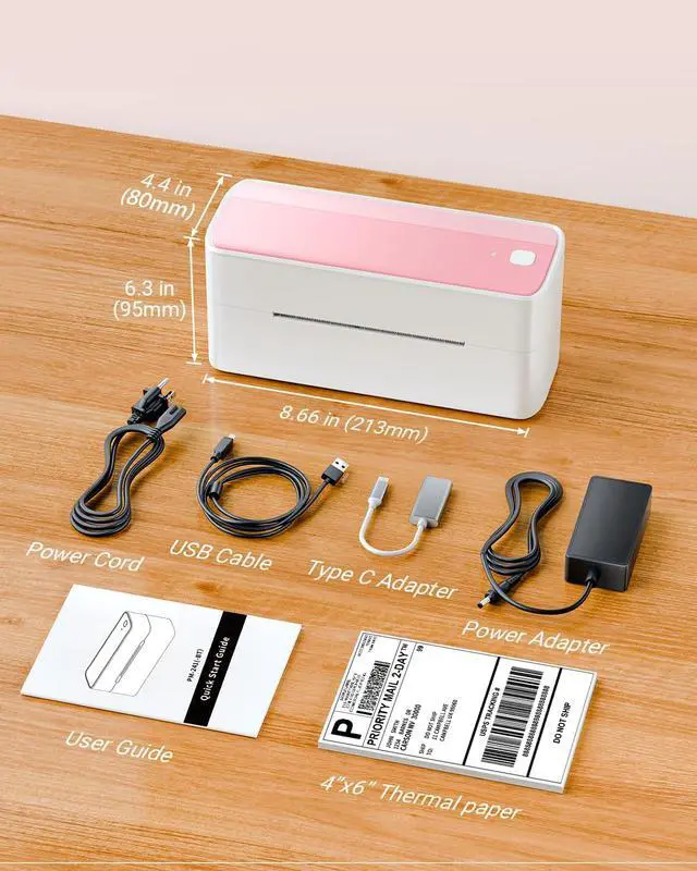 Alt view image 7 of 7 - Bluetooth Thermal Label Printer 4x6 - 241BT Pink Label Printer