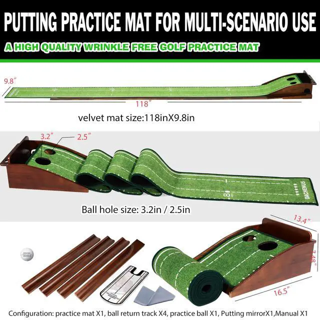 Alt view image 2 of 7 - Putting Green Indoor Mat Outdoor Golf Putting Mat with Automatic Ball Return - Ideal for Home, Office, and Outdoor Use