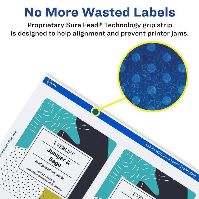 Alt view image 4 of 7 - Matte White Rectangle Labels, Sure Feed Technology, 5" x 3.5", 400 Matte White Printable Labels
