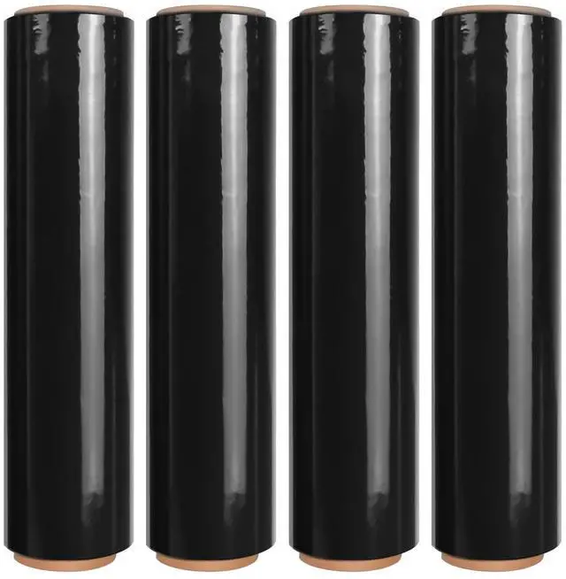 Main image of 18" Black Stretch Wrap Roll, Heavy Duty 18 Inch 1500ft Shrink Wrap, 4 Pack | Industrial Strength, 80 Gauge Stretch Film, Self-Adhesive Cling, Plastic Wrap for Pallet Wrapping Shipping Moving Furniture