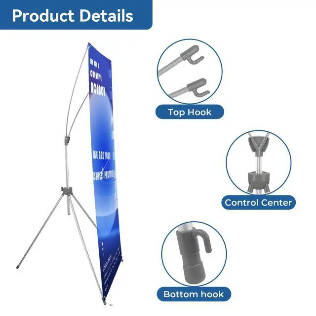 Alt view image 3 of 7 - Reinforced X Banner Stand with Portable Bag, Adjustable banner sizes from 23x63 to 32x78 inches,Ideal for exhibitions, restaurants, theaters.4 Pack