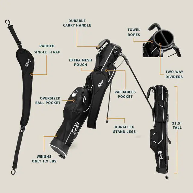 Alt view image 2 of 6 - The Original Lightweight Bag with Stand | Easy to Carry, Durable, Pitch & Putt, Driving Range, Par 3 & Executive Courses