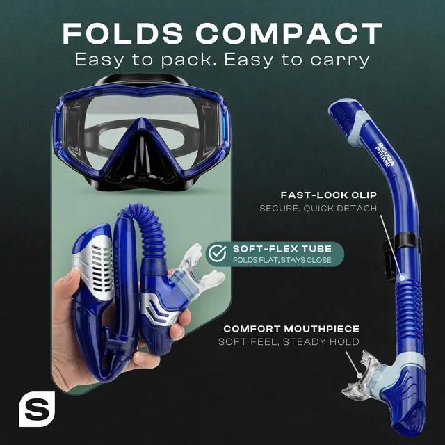 Alt view image 7 of 7 - Pano 3 180° Panoramic Dive Mask, Three-Window Tempered Glass Scuba Mask with Dry Top Snorkel, Dual-Layer Silicone Skirt Anti-Leak Diving Gear for Men Women Teens Adults, 4 Color Options