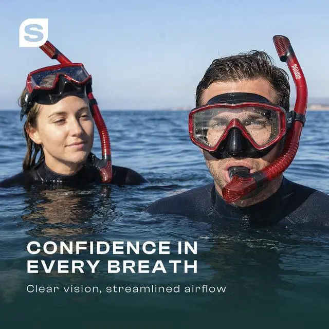 Alt view image 2 of 6 - Pano 3 180° Panoramic Dive Mask, Three-Window Tempered Glass Scuba Mask with Dry Top Snorkel, Dual-Layer Silicone Skirt Anti-Leak Diving Gear for Men Women Teens Adults, 4 Color Options
