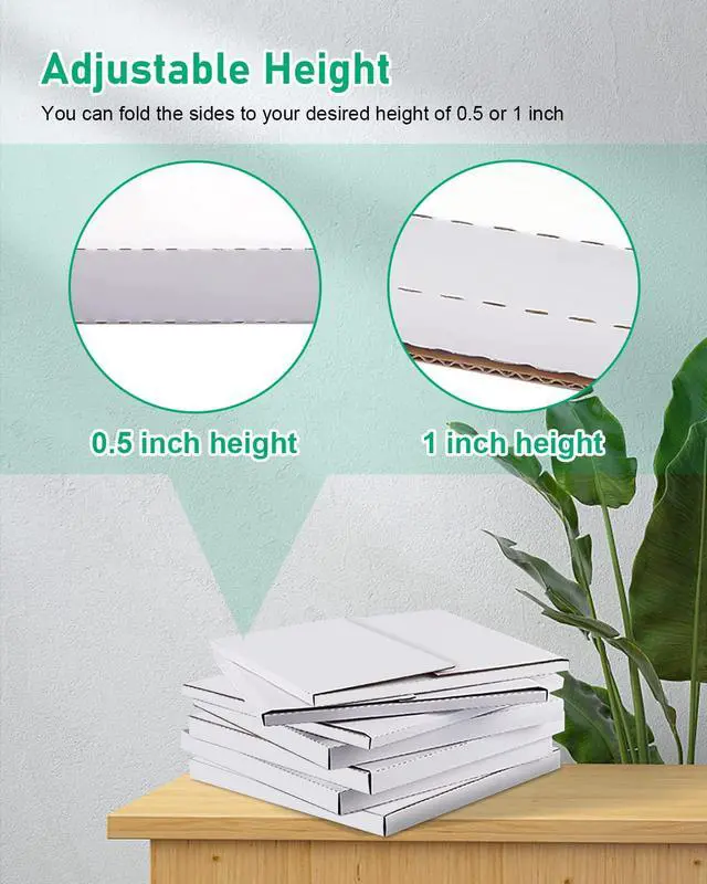 Alt view image 4 of 7 - 50 Pack Vinyl Record Shipping Boxes: 12.5" X 12.5" x 1" White Vinyl Record LP Shipping Mailer Boxes, Easy Fold LP Cardboard Mailing Boxes Multi Depth Album Mailers for Packaging Moving Storage
