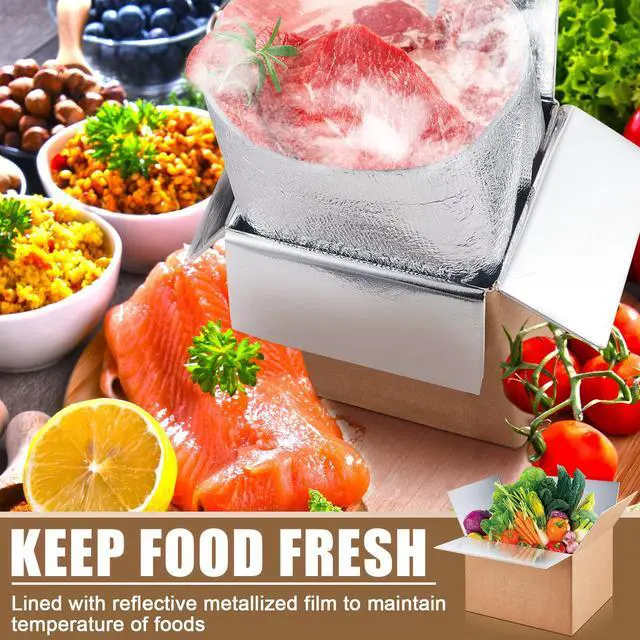 Alt view image 7 of 7 - 16 Pcs 6.5'' x 6'' x 5'' Small Insulated Cold Shipping Boxes for Frozen Food with Aluminum Foil Liner Insulated Bag Thermal Cooler Cold Pack Boxes for Hot or Fresh Food Mailing Packing