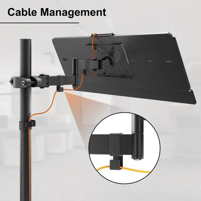 Alt view image 7 of 7 - Keyboard Tray Pole Mount - Keyboard & Mouse Mount fits Most Standard and Oversized Keyboards, Tilt & Rotation, Holds up to 2.2lbs, Black