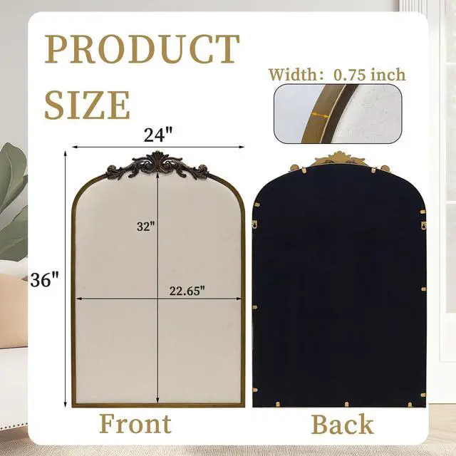 Alt view image 4 of 7 - Arch Fabric Pinboard, Antique Gold Bulletin Boards 24"x36", Vintage Cork Board with Ornate Iron Frame for Wall Unique Display, Organization and Decor Options