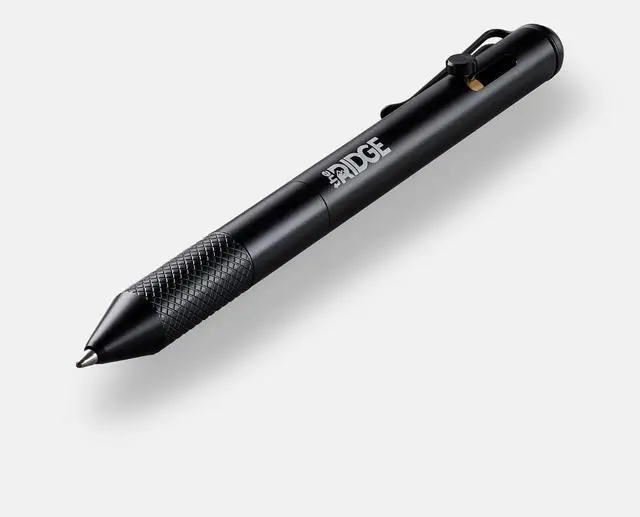 Main image of Ridge Bolt Action Pen - CNC Machined Everyday Carry Pen, Knurled Grip, Pressurized Refill, Manganese Spring Steel Clip, Compact Pocket EDC Pen with Schmidt EasyFlow 9000 (Royal Black)