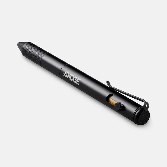 Alt view image 4 of 7 - Ridge Bolt Action Pen - CNC Machined Everyday Carry Pen, Knurled Grip, Pressurized Refill, Manganese Spring Steel Clip, Compact Pocket EDC Pen with Schmidt EasyFlow 9000 (Royal Black)