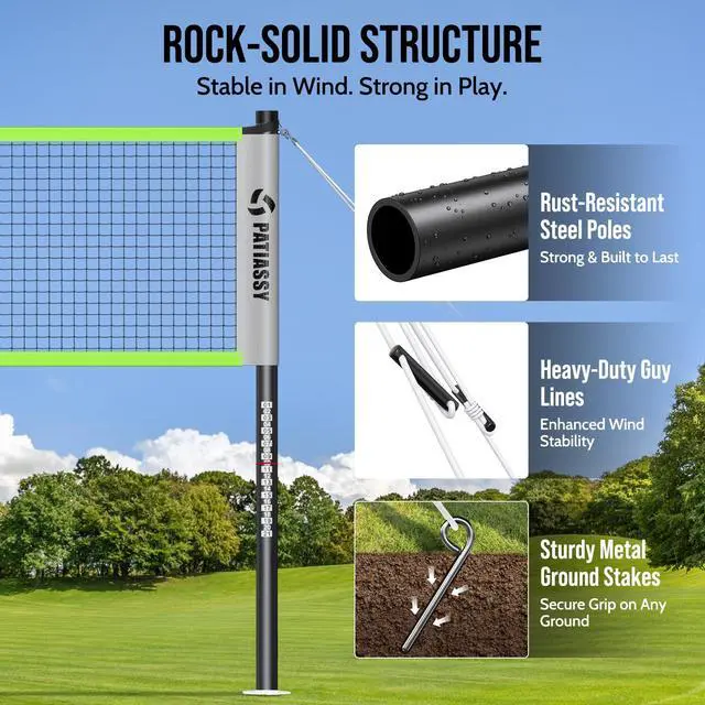 Alt view image 3 of 7 - Badminton Set for Backyard, Outdoor Badminton Net with Anti-Sag Design, 4 Professional Badminton Rackets, 4 Shuttlecocks and Carry Bag for Lawn or Beach