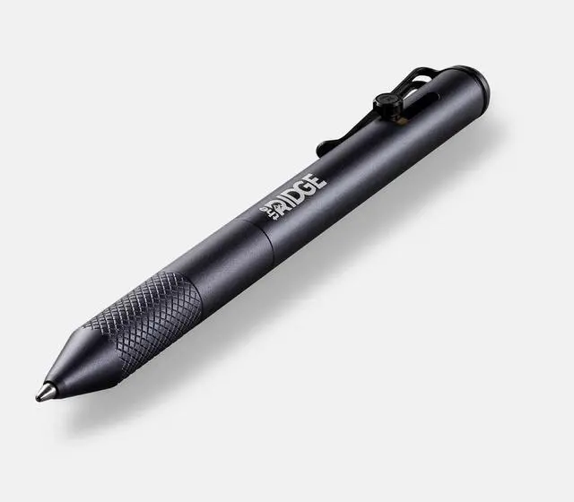Main image of Ridge Bolt Action Pen - CNC Machined Everyday Carry Pen, Knurled Grip, Pressurized Refill, Manganese Spring Steel Clip, Compact Pocket EDC Pen with Schmidt EasyFlow 9000 (Gunmetal)