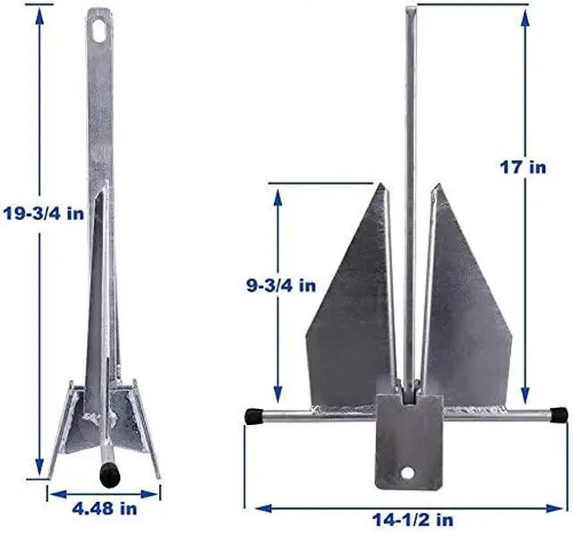 Alt view image 2 of 7 - Galvanized Fluke Style Anchor Kit Includes Galvanized Fluke Anchor, Rope, Shackles, Chain 8LB 10LB 13LB