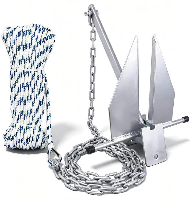 Main image of Galvanized Fluke Style Anchor Kit Includes Galvanized Fluke Anchor, Rope, Shackles, Chain 8LB 10LB 13LB