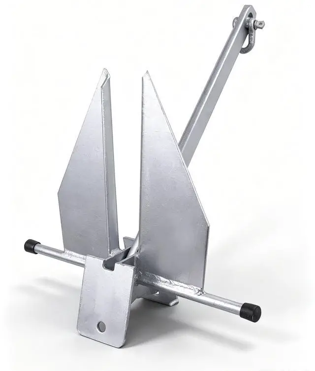 Alt view image 4 of 7 - Galvanized Fluke Style Anchor Kit Includes Galvanized Fluke Anchor, Rope, Shackles, Chain 8LB 10LB 13LB