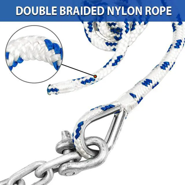 Alt view image 6 of 7 - Galvanized Fluke Style Anchor Kit Includes Galvanized Fluke Anchor, Rope, Shackles, Chain 8LB 10LB 13LB