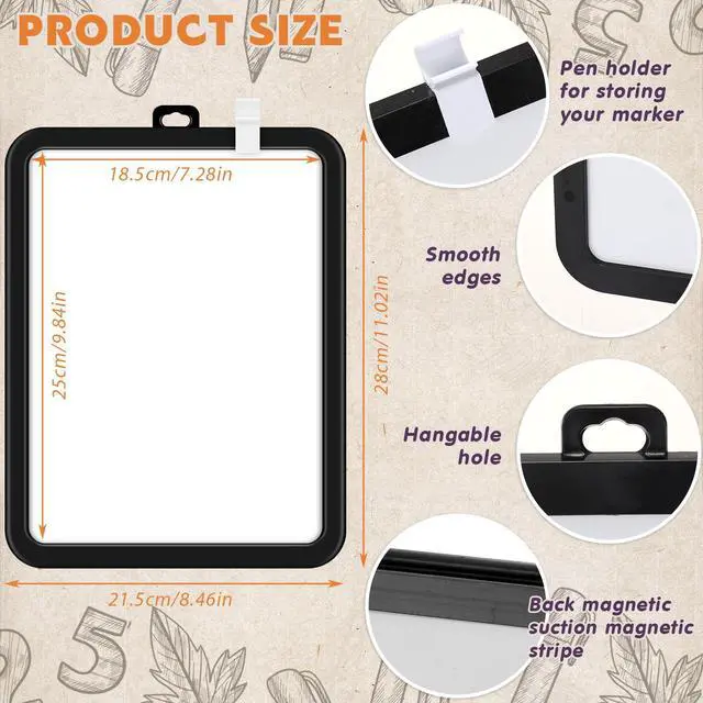 Alt view image 2 of 7 - 24 Pcs Dry Erase Mini White Boards Bulk 8.5 x 11'' Small Magnetic Whiteboard Double Sided Colored Writing Boards for Kids Students Locker Fridge (Black)