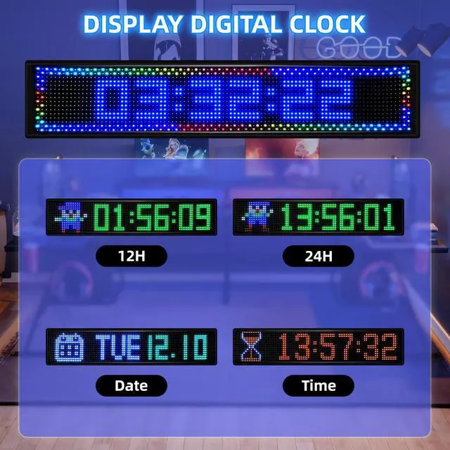Alt view image 4 of 7 - 36.2"x7.6" Large Bright LED Sign, Programmable LED Scrolling Sign, Custom Flexible LED Store Sign with App Control DIY Text Pattern Animation, LED Digital Sign for Store Window Advertising Hotel