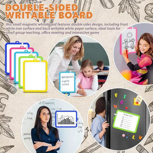 Alt view image 5 of 7 - 24 Pcs Dry Erase Mini White Boards Bulk 8.5 x 11'' Small Magnetic Whiteboard Double Sided Colored Writing Boards for Kids Students Locker Fridge (Colorful)