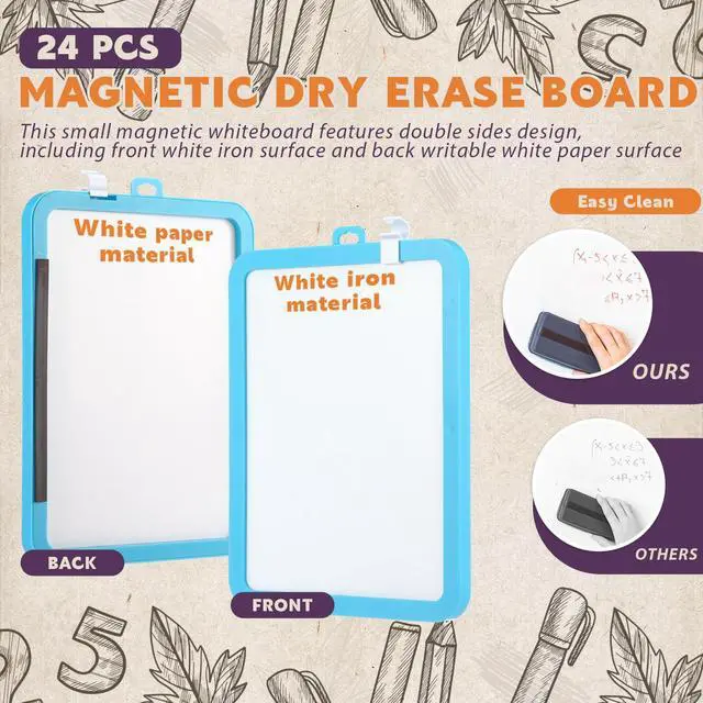Alt view image 6 of 7 - 24 Pcs Dry Erase Mini White Boards Bulk 8.5 x 11'' Small Magnetic Whiteboard Double Sided Colored Writing Boards for Kids Students Locker Fridge (Colorful)