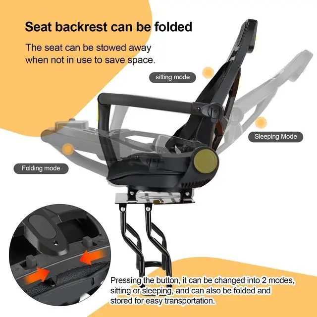 Alt view image 3 of 7 - Rear Child Bike Seat,Rear Mounted Child Bike Seats,Back Mount Child Seat with Back Rest Armrest Foot Pedals,Width Adjustable Bicycle Rear Seat,Fits All Bicycle Rear Frames