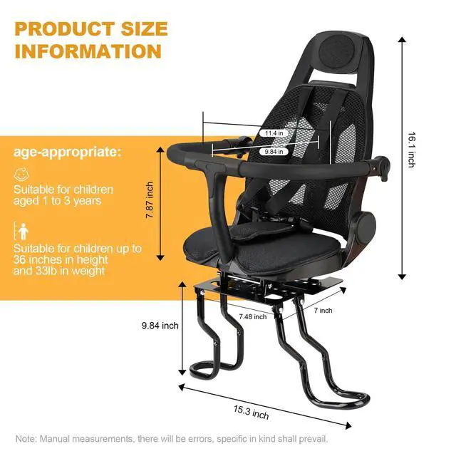 Alt view image 4 of 7 - Rear Child Bike Seat,Rear Mounted Child Bike Seats,Back Mount Child Seat with Back Rest Armrest Foot Pedals,Width Adjustable Bicycle Rear Seat,Fits All Bicycle Rear Frames