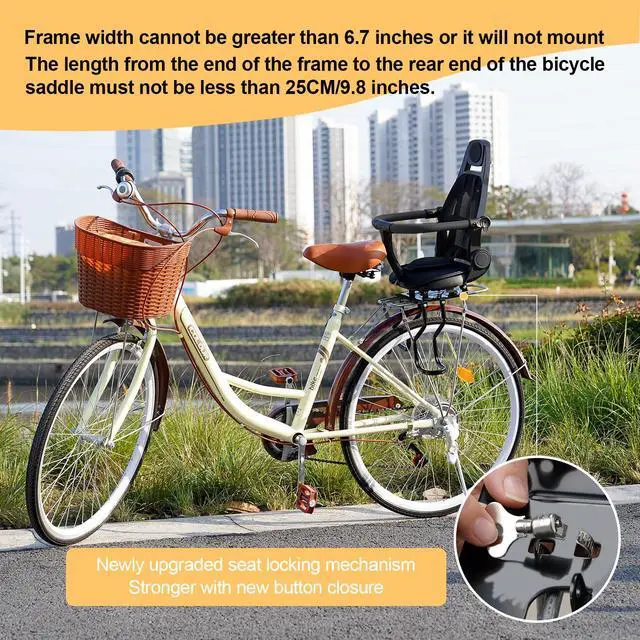 Alt view image 7 of 7 - Rear Child Bike Seat,Rear Mounted Child Bike Seats,Back Mount Child Seat with Back Rest Armrest Foot Pedals,Width Adjustable Bicycle Rear Seat,Fits All Bicycle Rear Frames