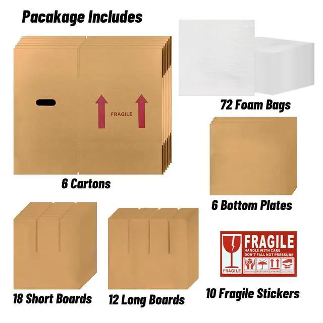 Alt view image 4 of 7 - 6-Pack 12-Bottle Wine Boxes for Moving 14"x12"x13" Wine Shipping Boxes with Reinforced Cardboard, Divider Kits & Handles,Glassware Packing Kits with Corrugated Dividers for Moving, Travel