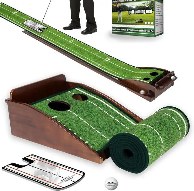 Main image of Putting Green Indoor Mat Outdoor Golf Putting Mat with Automatic Ball Return - Ideal for Home, Office, and Outdoor Use