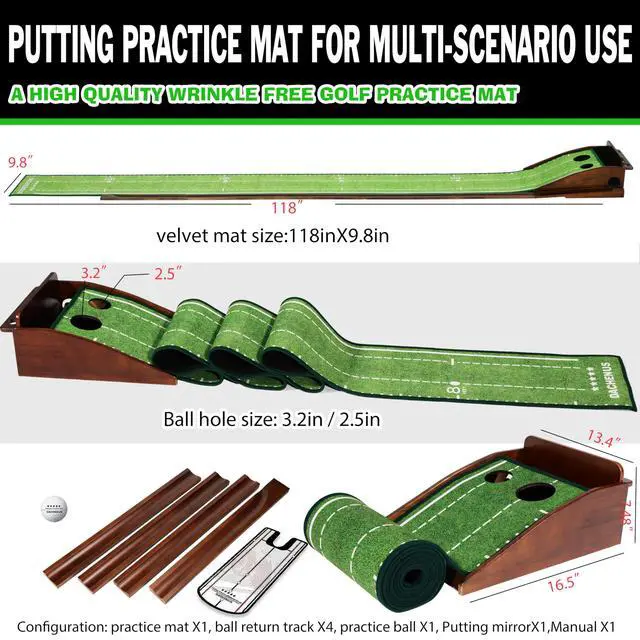 Alt view image 2 of 7 - Putting Green Indoor Mat Outdoor Golf Putting Mat with Automatic Ball Return - Ideal for Home, Office, and Outdoor Use