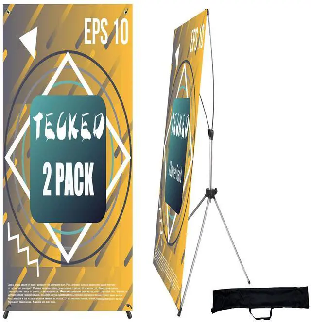Main image of X Banner Stand Adjustable Fit Banner 24 x 63 to 32 x 72 Inch, Portable Travel Bag, Bigger, More Adaptable Advertising, Stores, Tradeshow, Restaurant, Event, Birthday & Party (2 PACK)