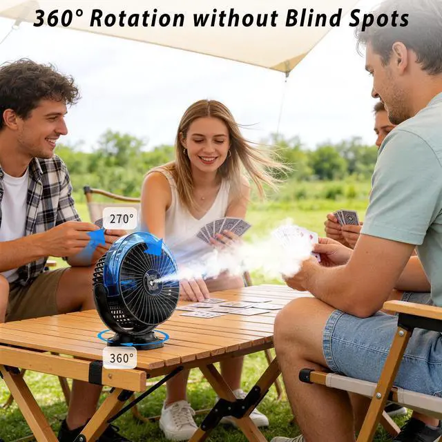 Alt view image 6 of 7 - 2-Pack Rechargeable Magnetic Golf Cart Fan with Misting & Light, 12000mAh | Portable, for golf cart, workshop, camping & BBQ, fits Club Car, Yamaha & EZGO, gift set for golfers & DIYers