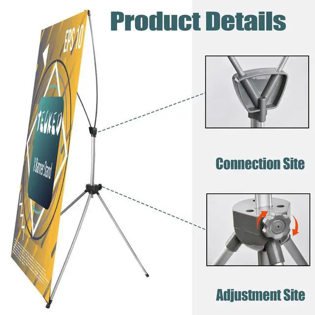 Alt view image 5 of 7 - X Banner Stand Adjustable Fit Banner 24 x 63 to 32 x 72 Inch, Portable Travel Bag, Bigger, More Adaptable Advertising, Stores, Tradeshow, Restaurant, Event, Birthday & Party (2 PACK)
