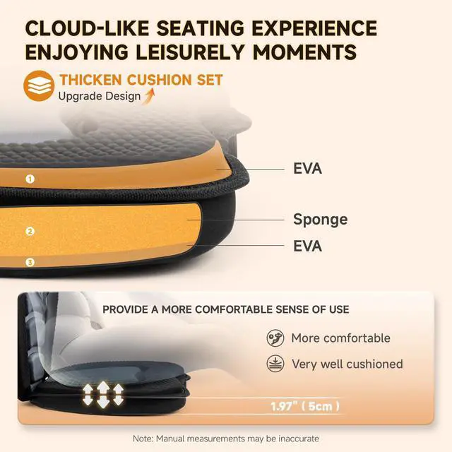 Alt view image 2 of 6 - Kayak Seats with Back Support, Thick Paddle Board Seat, Universal | 1.97"Thick Cushion, High-Back Support, Large Storage Bag, Ergonomic Design, Universal Fit for Kayak & SUP Fishing