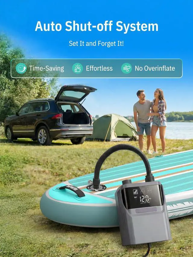 Alt view image 5 of 7 - Paddle Board Electric Pump, 50 PSI Automatic Dual Stage Air Pump | Auto Inflation & Deflation, 12V DC Car Connector Portable SUP Pump for Stand Up Paddle Board, Kayak, Boats, Tents and Tires