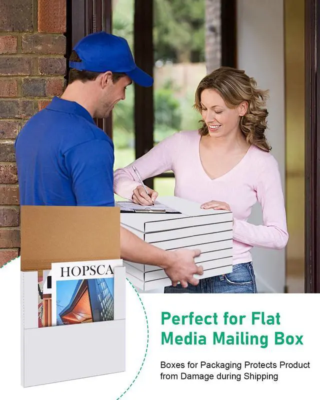 Alt view image 6 of 7 - 50 Pack Vinyl Record Shipping Boxes: 12.5" X 12.5" x 1" White Vinyl Record LP Shipping Mailer Boxes, Easy Fold LP Cardboard Mailing Boxes Multi Depth Album Mailers for Packaging Moving Storage