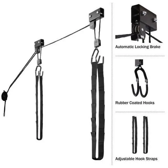 Alt view image 3 of 7 - Kayak Hoist Quality Garage Storage Canoe Lift with 125 lb Capacity Even Works as Ladder Lift Premium Quality Pulley System, 2 Count (Pack of 2)
