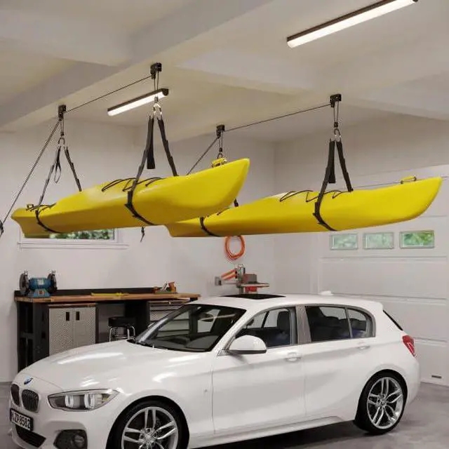 Alt view image 5 of 7 - Kayak Hoist Quality Garage Storage Canoe Lift with 125 lb Capacity Even Works as Ladder Lift Premium Quality Pulley System, 2 Count (Pack of 2)