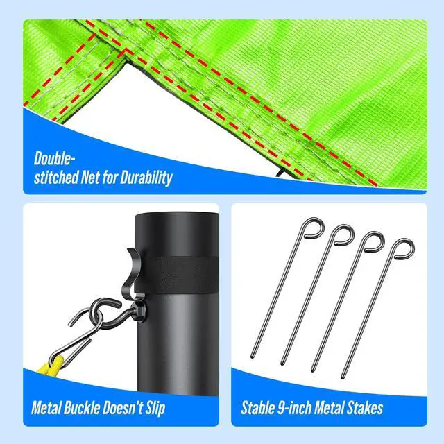 Alt view image 5 of 7 - Outdoor Volleyball Net Set for Backyard & Beach, 32FT Regulation Size, Easy Setup Adjustable Height Poles, Portable Net System with PU Volleyball, Pump & Carry Bag