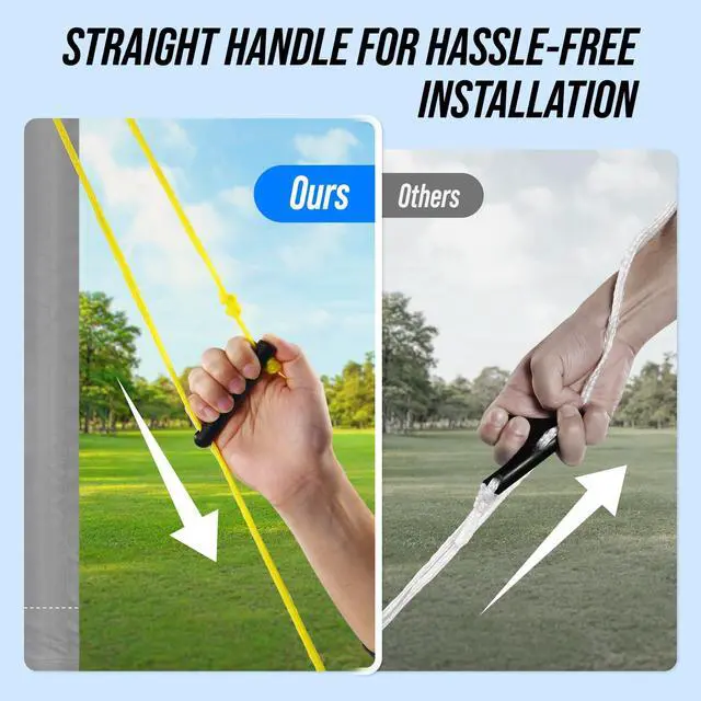 Alt view image 7 of 7 - Outdoor Volleyball Net Set for Backyard & Beach, 32FT Regulation Size, Easy Setup Adjustable Height Poles, Portable Net System with PU Volleyball, Pump & Carry Bag